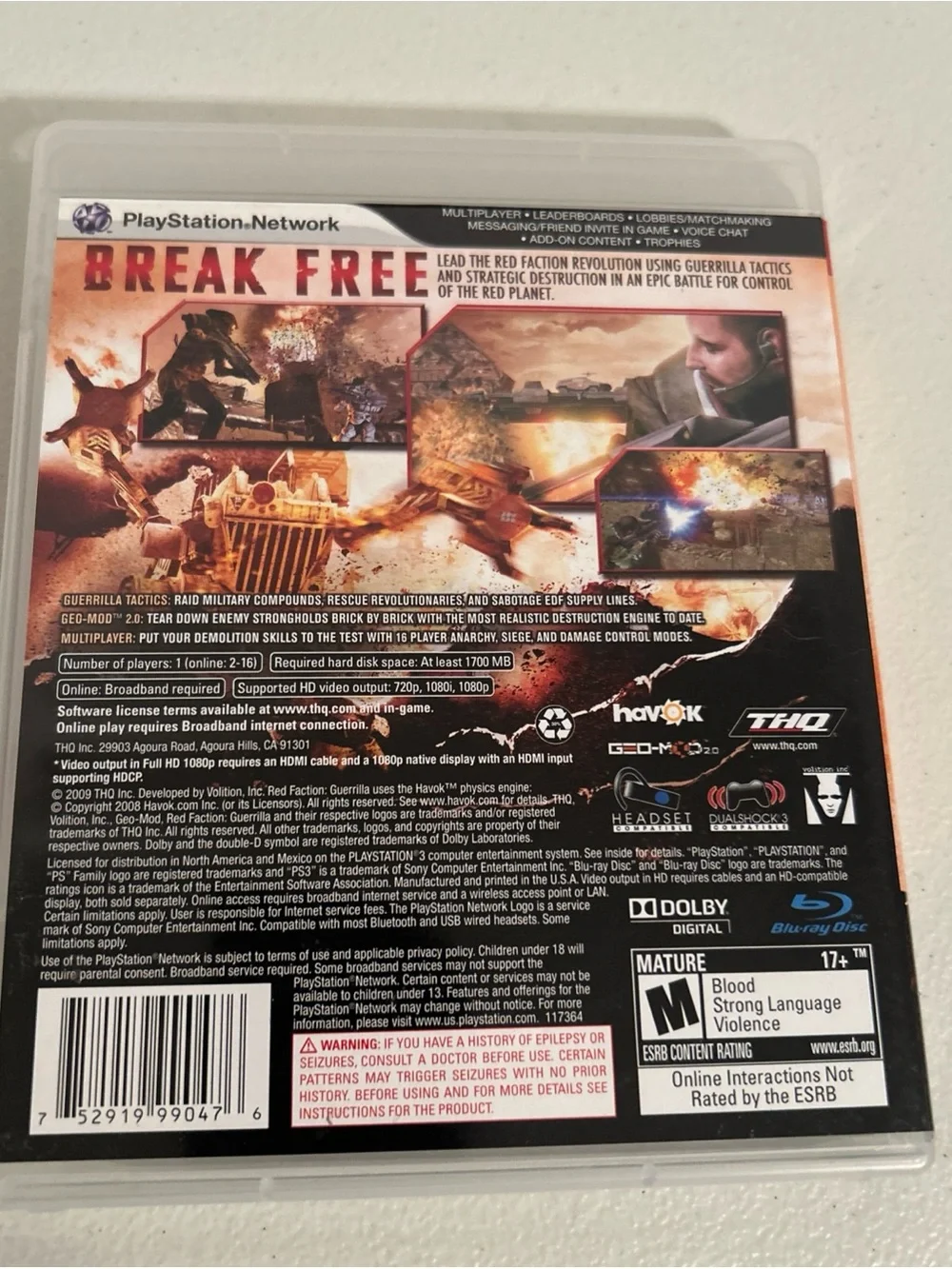 Sony PS3 Red Faction Guerrilla (Orange Cover) Platstation 3